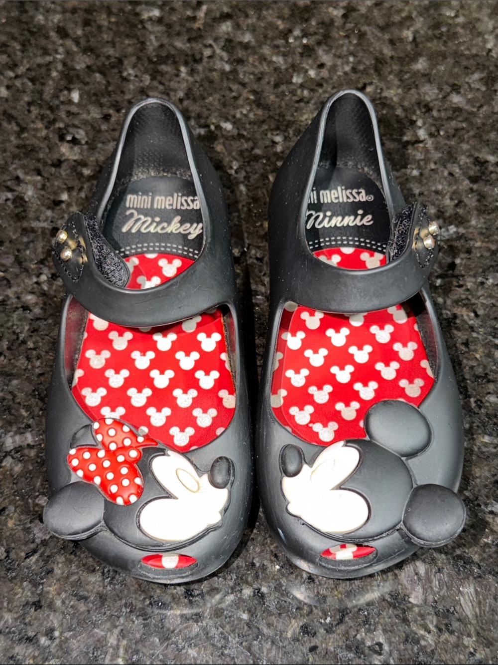 Mini Melissa Black Mickey & Minnie Mary Jane Shoes Sz 8